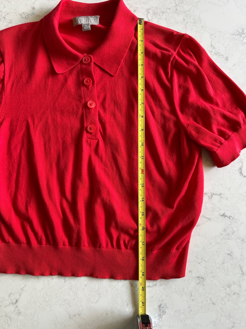 J. Crew Bright Red Short-Sleeve Polo Cardigan - Picture 2 of 5